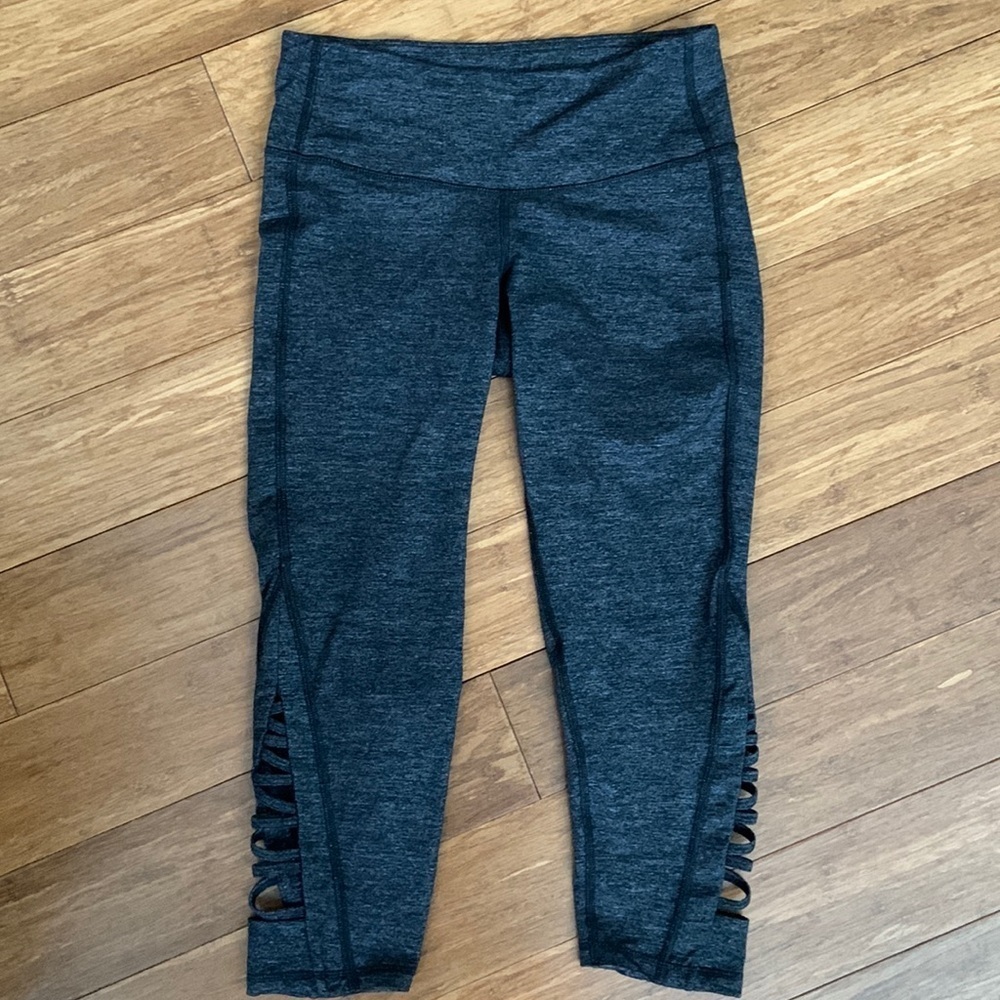NEW ATHLETA Black Athletic Heathered Crop Yoga Pant/Tights sz XS